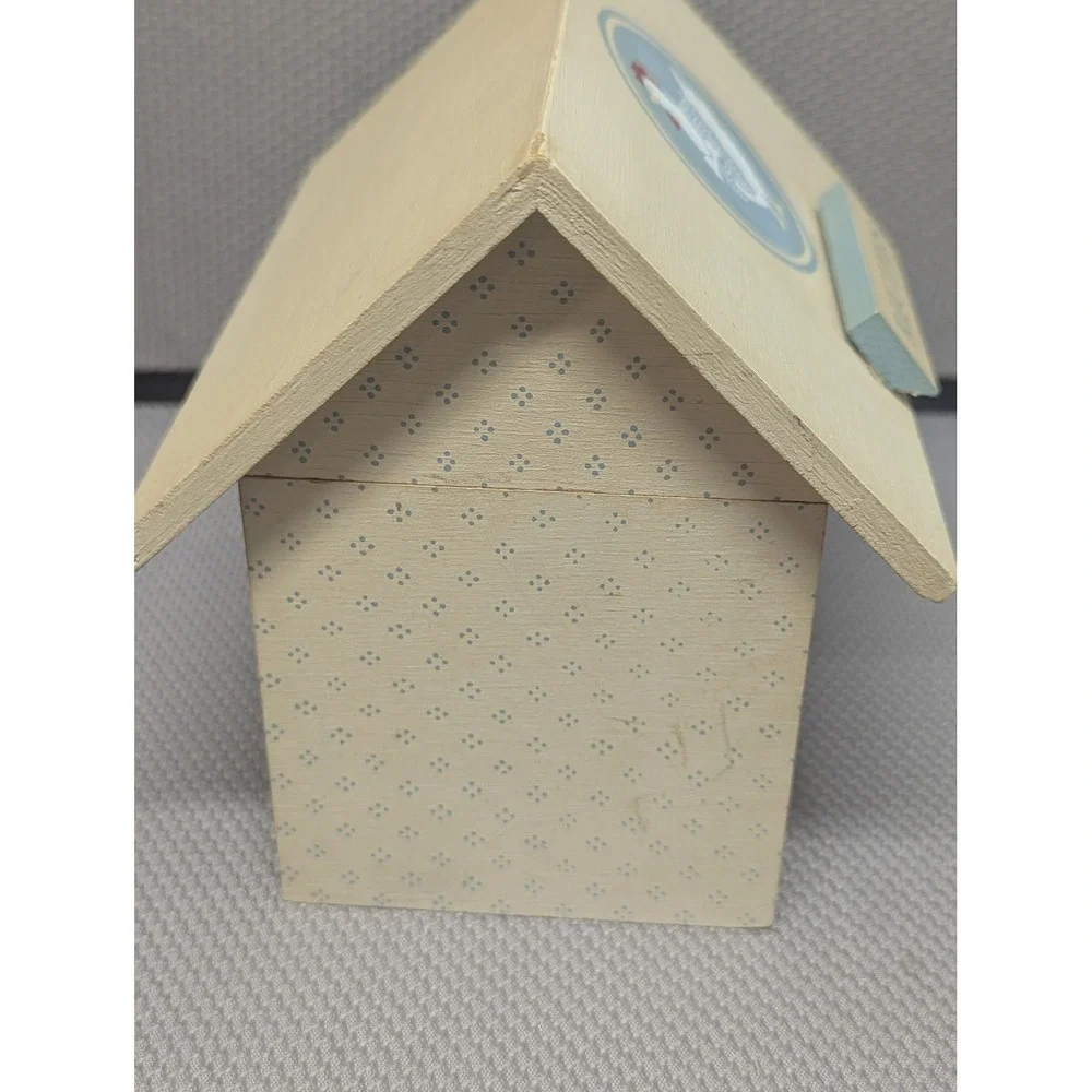 VTG Pine Creek Collection Wooden Recipe Box Cottage House Chicken Farmhouse Blue
